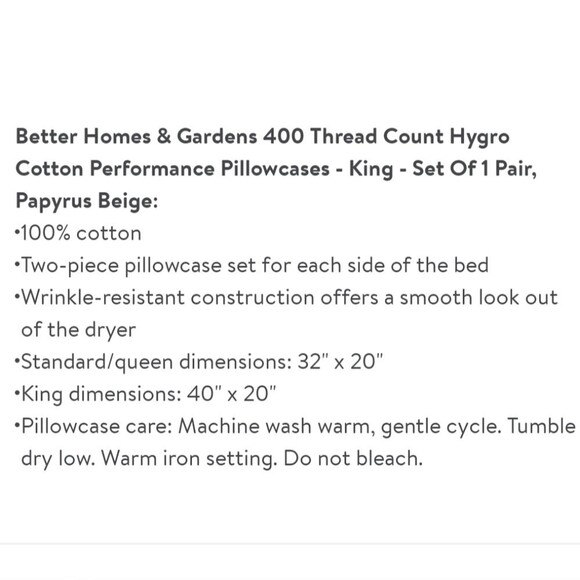 BH&G 400 Thread Count 2 King Pillowcases Paprus Beige - Picture 8 of 8